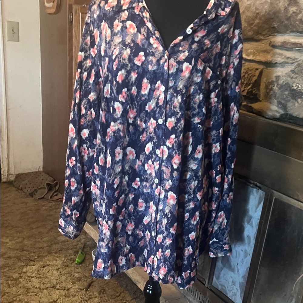 Intro. Navy Floral Button-Down Shirt